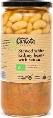 POTRAWKA Z BIAŁEJ FASOLI Z SEITANEM I GRZYBAMI SHIITAKE BIO 350 g - CARLOTA