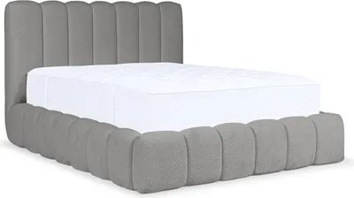 Produktbild von MEBLINI Carlos Polsterbett 120x200 mit Lattenrost - Bubble Bett - Cloud Bett - Marshmallow Bed - Kopfteil Bett mit Stauraum - Betten - 120x200 - Grau Boucle ohne Matratze