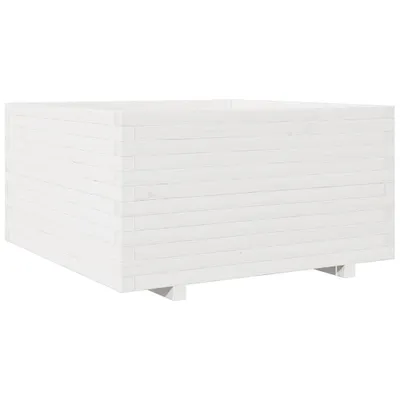 Productafbeelding van vidaXL Plantenbak, wit, 90x90x49,5 cm, massief grenenhout