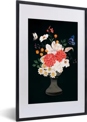 Produktbild von MuchoWow® Gerahmtes Poster Stillleben - Blumen - Aquarell 40x60 cm - Poster mit Schwarzem Bilderrahmen Wandposter Rahmen Foto Bilder - Poster in Rahmen