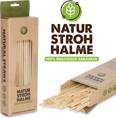 Produktbild von 100 Stück Weizenstroh Trinkhalme