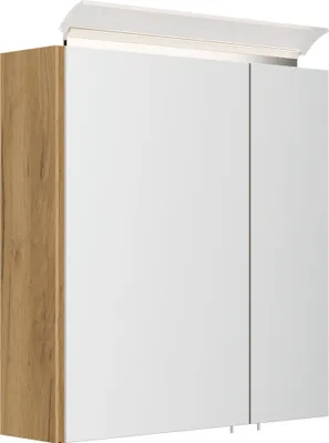 Produktbild von Spiegelschrank 60cm inkl. Design LED-Lampe und Glasböden eiche gold : Eiche Gold Varianten: Eiche Gold