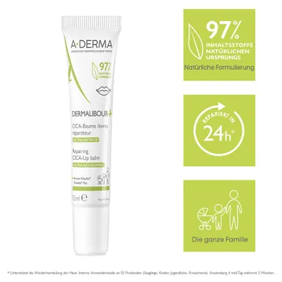 Image de A-Derma Dermalibour+ Cica Baume à lèvres 15 ml