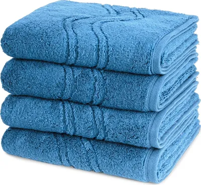Produktbild von Ross Cashmere feeling 4 X Handtuch im Set Walkfrottee aus Baumwolle 520 g/m², Weich saugstark mit Aufhänger Kordel, Wellenmuster und gewebte Bordüre elegant