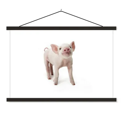Produktbild von MuchoWow® Textilposter Schwein - Tiere - Weiß 150x100 cm mit schwarzem Rahmen - Schlafzimmer