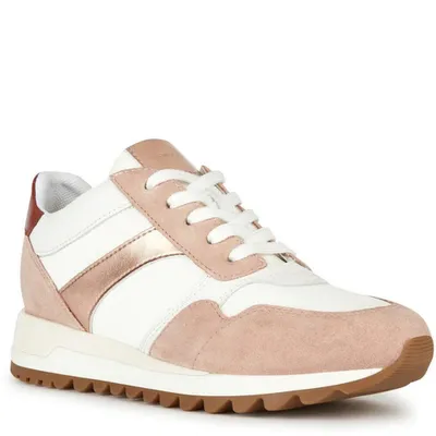 Image de Geox - Baskets Tabelya pour femmes, cuir FS10426 (37 EU) (Nude/White)