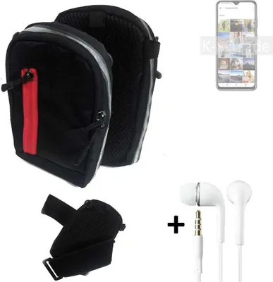 Produktbild von K-S-Trade Outdoor Gürteltasche Holster Umhängetasche + Kopfhörer kompatibel mit Cubot Note 30 schwarz Handy Tasche Case travelbag Schutzhülle