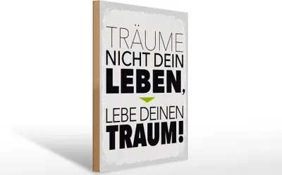 Produktbild von Holzschild  Leben lebe deinen Traum, 40 x 30 cm, Holzschilder Spruch Glück Weisheit