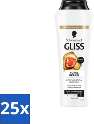 Produktbild von Gliss Shampoo – Total Repair – Für intensive Haarwiederherstellung – 250 ml - Vorteilspack - 25 Stücke