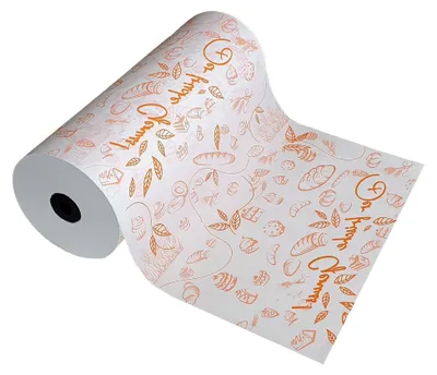 Produktbild von Rollenpapier mit Aufdruck, Bäckerei Einschlagpapier Bäckerseide, 50cm, 1 Rolle mit 10kg