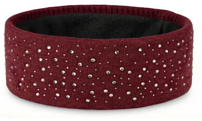 Produktbild von styleBREAKER Stirnband Damen Winter mit Strasssteinen und Fleece Innenfutter | warmes elastisches Feinstrick Haarband gefüttert | Glitzer Headband für kalte Tage