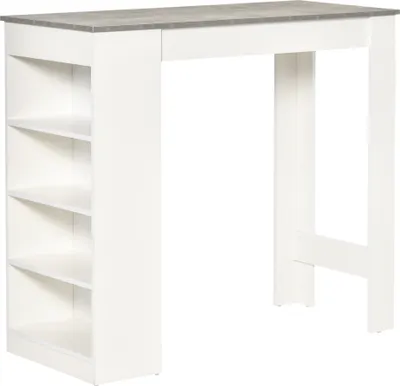 Produktbild von HOMCOM Bartisch, hoher Küchen-Bistrotisch mit 4-stufiger Ablage, moderner Melamin-Stil für Esszimmer, Wohnzimmer, 115 x 50 x 102,7 cm, Weiß und Grau