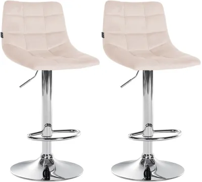 Produktbild von CLP 2er Set Barhocker Jerry Samt höhenverstellbar und 360 drehbar beige Gestell Farbe chrom