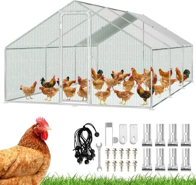 Produktbild von Hühnerstall - Hühnerauslauf - Tiergehege - Außenbereich - Holzschuppen - Sicheres Schloss - Wasserdichtes PE-Gewebe