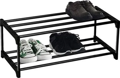 Produktbild von Kleines 2-stöckiges Schuhregal für 6 Paar Schuhe - Aufbewahrungssystem mit Rostschutzbeschichtung - Wohnheim-Mietwohnungsbalkon - stapelbar - Schuhregal