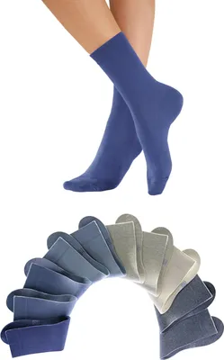 Produktbild von H.I.S. Freizeitsocken Damen und Herren Atmungsaktiver Baumwollanteil; Business, Basic 10 -teilig 2x jeans, 1x ecru, 2x beige, 2x hellblau, 2x blau, 1x dunkelblau Größe 43/46