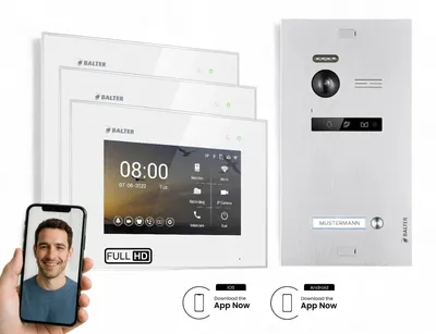 Produktbild von BALTER EVO HD Silber Video Türsprechanlage Set 1 Teilnehmer 3x7" WLAN Monitor Weiß