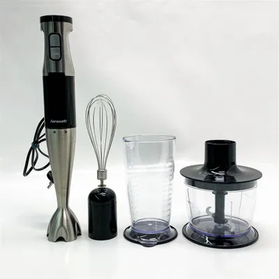 Produktbild von HANSEATIC Stabmixer HHBL1000SD Schneebesen Aufsatz + Rühr-/Messbecher, 1000 W, Schneidaufsatz, extra hoher Mixbecher, 2 Geschwindigkeiten