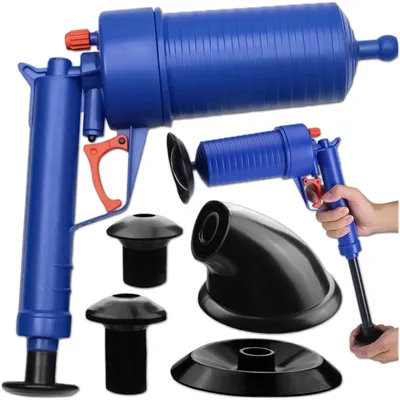 Immagine prodotto di KRUMAD: pulitore ad aria compressa per WC e scarichi, pistola per la pulizia dei tubi con accessori, ecologico e senza prodotti chimici, per ostruzioni nel WC, WC