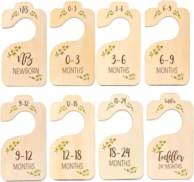 Imagen del producto de Juego de 8 marcadores de tamaño para ropa de bebé, de doble cara, organizador para armario