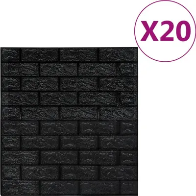 Zdjęcie produktu dla vidaXL Tapeta 3D Cegła samoprzylepna 20 szt. czarna