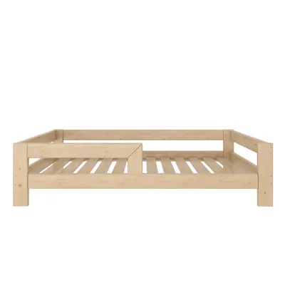 Image de Need Sleep Lit d'enfant 140x200 cm en bois massif - Lit bas Montessori avec protection contre les chutes, naturel