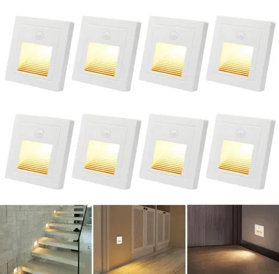 Produktbild von 8 x 1,5W LED-Außenleuchte mit Bewegungsmelder, LED-Wandleuchte, warmweiß, 3000K