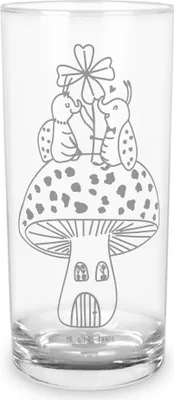 Produktbild von Mr. & Mrs. Panda Cocktailglas Marienkäfer Fliegenpilz 200 ml - Transparent - Geschenk, Longdrinkglas, Lustige Sprüche, Wasserglas, Wohnung, Zuhause, Haus, Fleigenpilzhaus