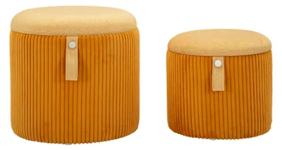Produktbild von Bolzano Sitzhocker-Set mit Stauraum, Senfgelb, 2 Stück, Durchmesser 38x38 cm, Durchmesser 32x28 cm