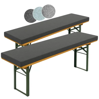 Produktbild von 2er Set Bierbankauflage, dunkelgrau, 220 x 25 cm, 4 cm dick, mit Halteschlaufen zur Befestigung, extra dick, sleepling