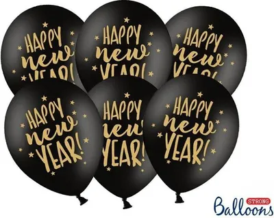 Image de 6 ballons Nouvel An noir