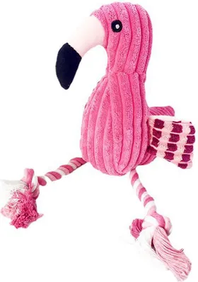 Produktbild von Kauendes Plüschspielzeug für Haustiere in Flamingo-Form, bissfest, quietschend, interaktiv, Angstreduzierung, Zahnen für Hunde und Katzen