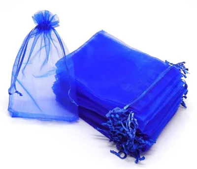 Produktbild von 100 Stück Organzasäckchen Organzabeutel Säckchen Geschenkbeutel Säckli,10 x 15 cm Hochzeit Säckchen Organza Beutel Schmuckbeutel Bonbonsbeutel Geschenksäckchen für Hochzeit,Weihnachten,Blau