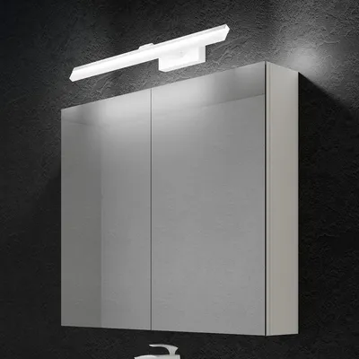 Immagine prodotto di doporro Armadietto a Specchio 80x15x70cm con Lampada da Specchio LED per Bagno 60cm, 14W 6000K, Specchiera Bagno Mobilettto da Parete Bianco con 2 Ante e Applique Specchio Bianco, Spiegelschrank 02