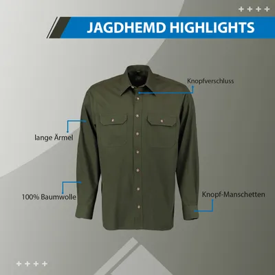 Produktbild von Jagdhemd hemd jäger Hemd Langarm Hemd, Farbe:Oliv, Größe:3XL