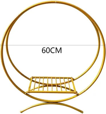 Produktbild von Wieniec kwiatowy metalowy wystrój ślubny okrągły uchwyt ślubny ceremonia ślubna okrągły stojak łukowy (60 cm, złoty)