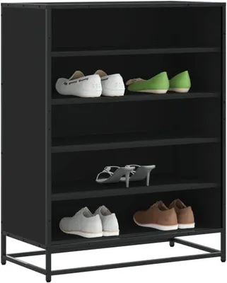 Produktbild von Schwarzer Schuhschrank aus Holzwerkstoff und Metall, 75 x 38 x 97,5 cm