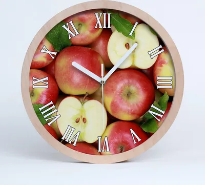 Produktbild von Holzuhr 25fi cm wanduhr - weiße Spitzen - Äpfel