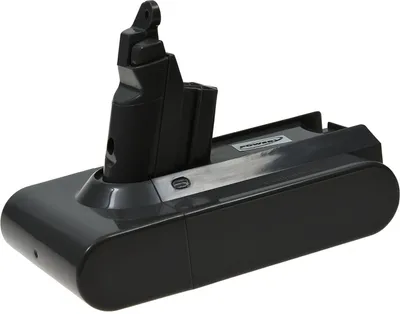 A close-up studio shot of a vacuum cleaner battery pack.