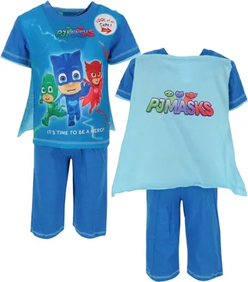 Immagine prodotto di PJ Masks Set 2 pezzi T-shirt con mantello e pantaloncini per bambini 3 anni Blu