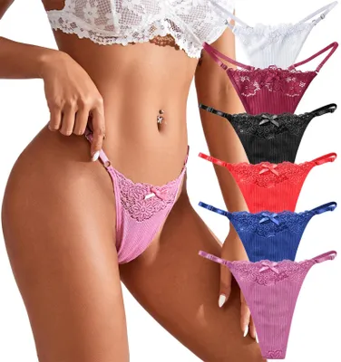 Imagen del producto de Solidchoice - Ropa interior de encaje para mujer, tipo tanga, en varios colores