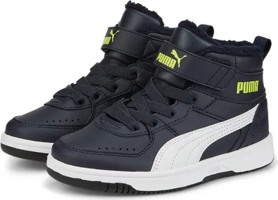 Produktbild von Puma Kids Mid Cut Sneaker 'Rebound Joy Fur PS' parisian night - white - lime, Kinder:31 EU