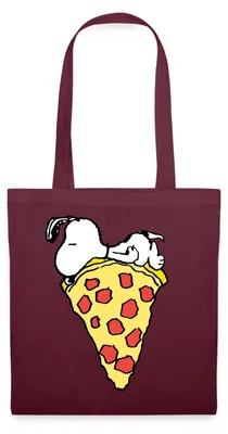 Produktbild von Spreadshirt Peanuts Snoopy Pizza Stoffbeutel, One size, Burgunderrot