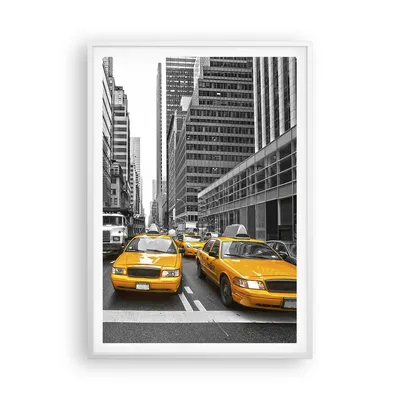 Produktbild von Gerahmtes Poster - Weißer Rahmen - Taxi Stadt Straße Transport - 70x100 cm - Wand Bild - Wanddeko - Wandbilder - Wandposter - Bilderrahmen - Bilder - Kunstdruck - Wandbild - P2WPA70x100-2695