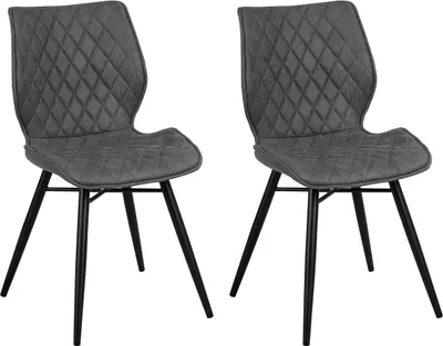 Produktbild von BELIANI Esszimmerstuhl 2er Set Dunkelgrau Polsterbezug Metallbeine Retro-Stil