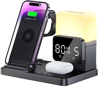Obrázek produktu pro Nabíjecí stanice 6 v 1 – s budíkem a lampičkou – pro zařízení Apple