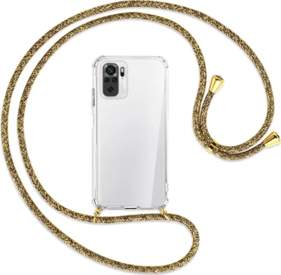 Produktbild von Handykette Backcover-Schutzhülle mit Band (Metall goldfarben) für Xiaomi Redmi Note 10 4G - braun+beige