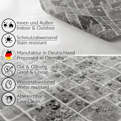 Produktbild von Tischdecke Wachstuch Gestreift Schwarz Robust Wasserabweisend Rund 120 cm