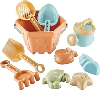 Produktbild von 10-teiliges Strandspielzeug Set, Sandspielzeuge – Sandspielzeug mit Eimer, Schaufel, Rechen & Sandformen für Kinder & Kleinkinder, Strand & Sandkasten