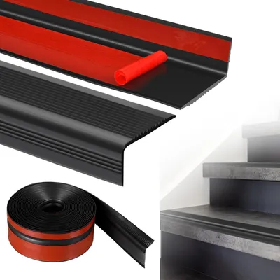 Immagine prodotto di Profilo antiscivolo per gradini - Profilo adesivo in PVC per bordi di gradini - Lunghezza 10 m - Spessore 3 mm - Flessibile